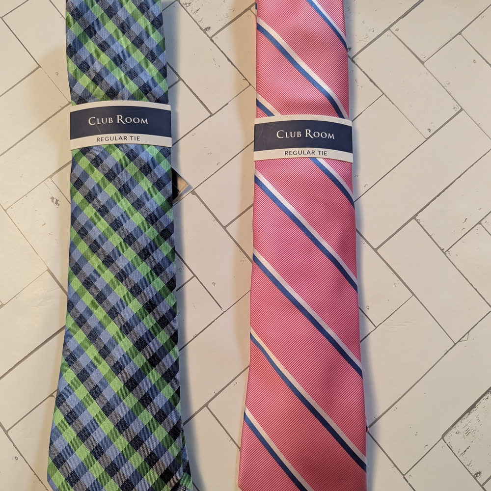 Macy's Silk Ties Pink and Blue Elegant Accessories